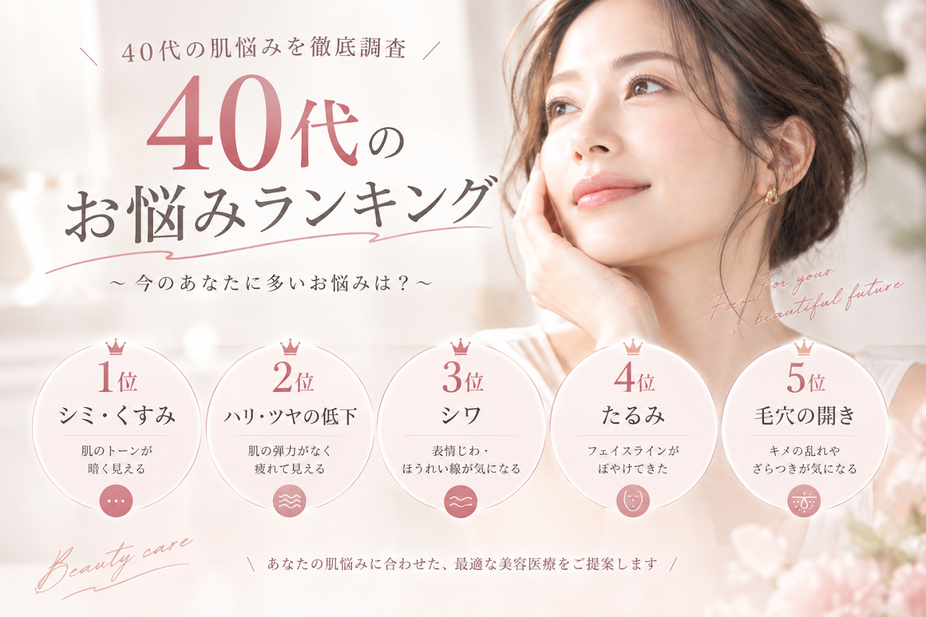 40代お肌のお悩みランキング|南條ビューティークリニック